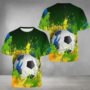 fashion football graffiti t shirt children style round neck short sleeve comfortable t shirts 2025 summer soccer sport tee top